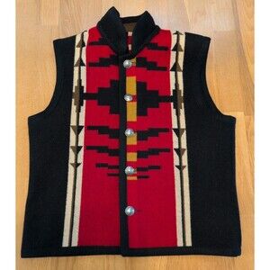 VTG Pendleton Vest Wool Western Wear Blanket Reversible Buffalo Nickel Buttons M